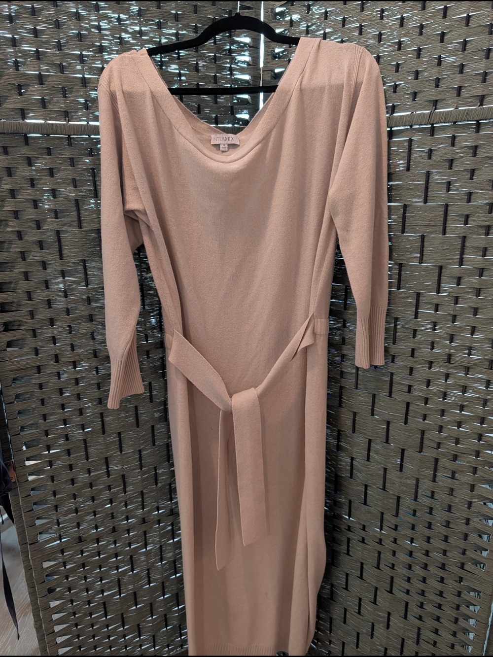 INTERMIX Tan Knit Belted Maxi Dress